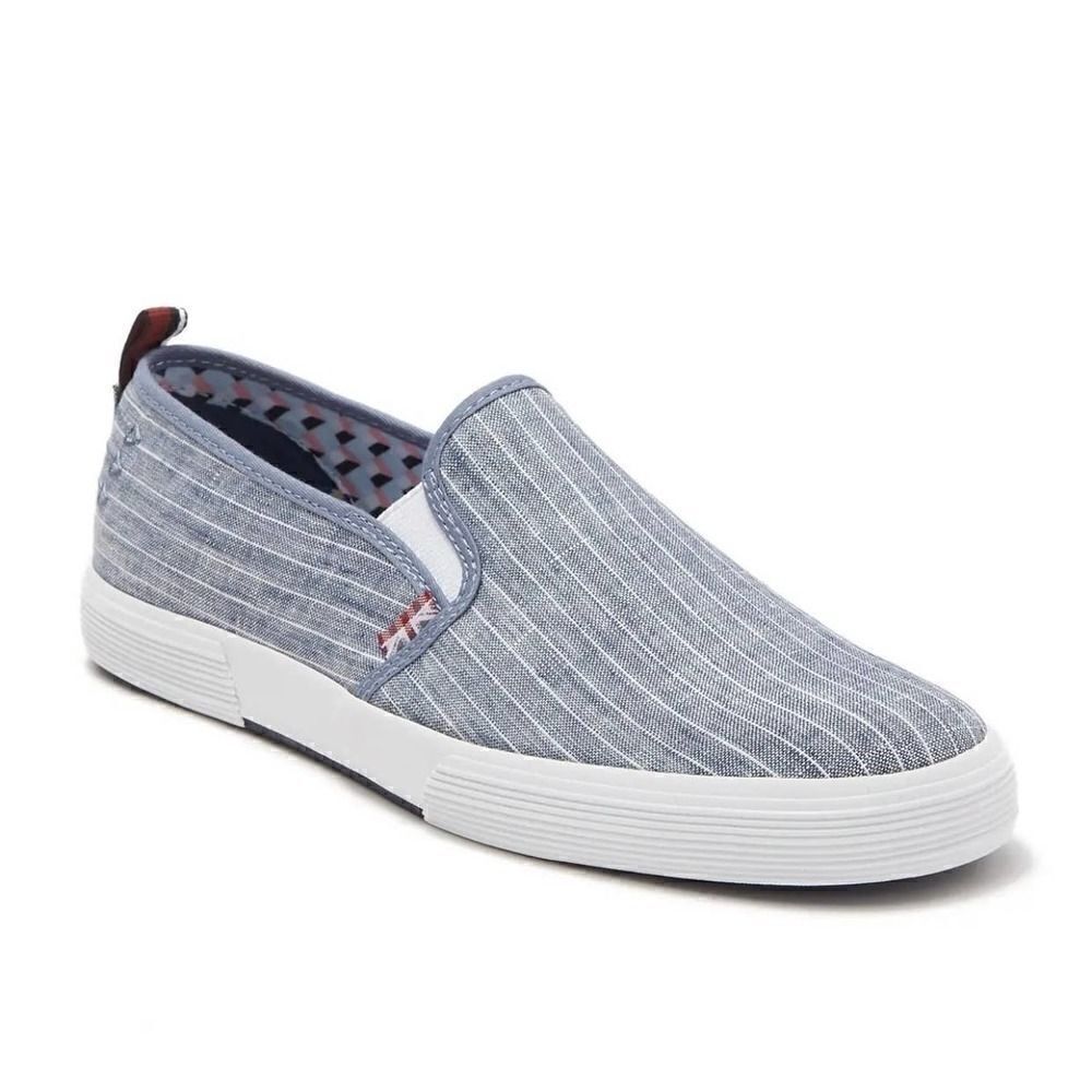 Ben Sherman Bristol Slip On Blue and White Canvas Shoes Size 6 Boys NWOT 